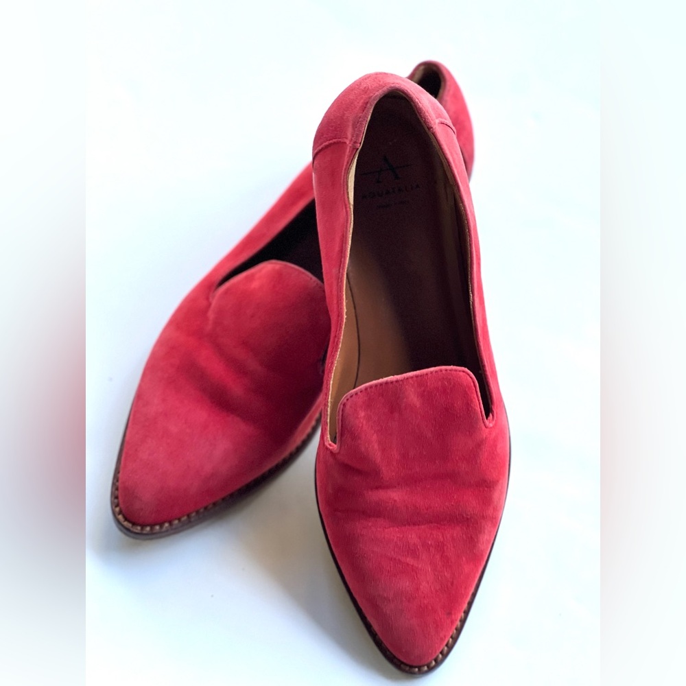 Red Suede Loafers Size 6.5 Aquatalia Mase in Italy